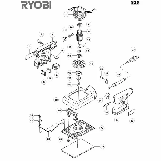 Ryobi NS801I Spare Parts List Type: 1000025078